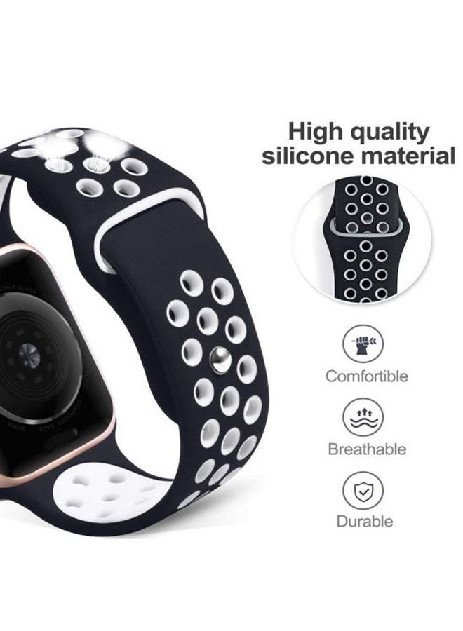 LNKOO - Replacement Band For Apple Watch Series 1/2/3/4 42mm Black/White/Silver - Image 1