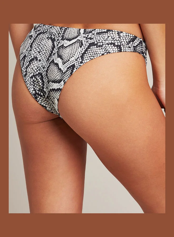Closet By Styli Snake Printed Bikini Bottom Black/White