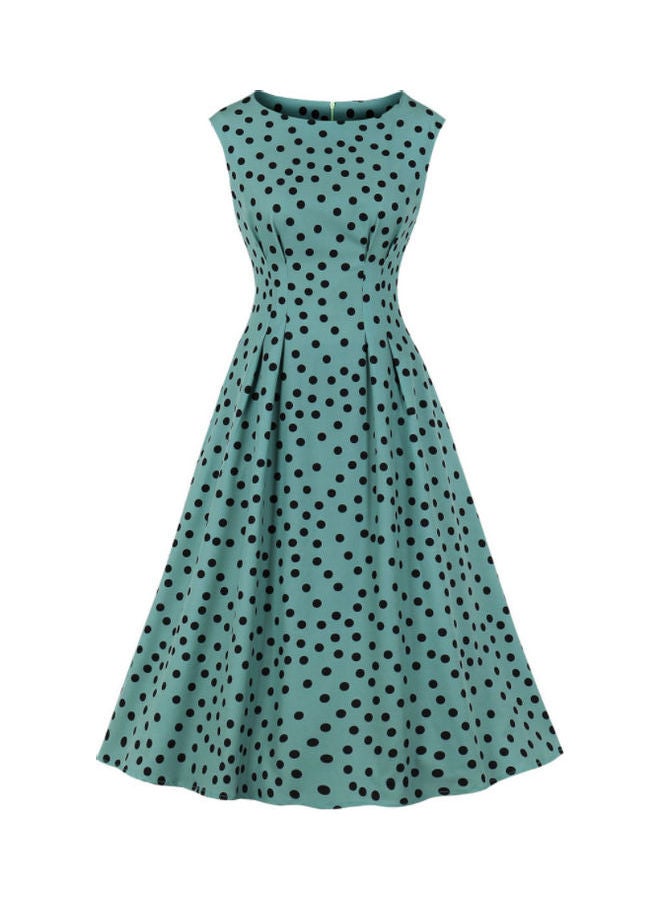 أوتاد فستان بتصميم منقّط أخضر/ أسود - Image 1