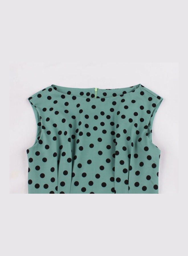 أوتاد فستان بتصميم منقّط أخضر/ أسود - Image 3