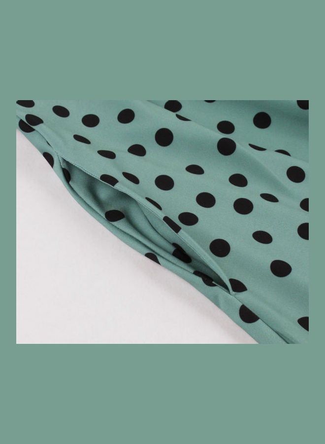 أوتاد فستان بتصميم منقّط أخضر/ أسود - Image 5