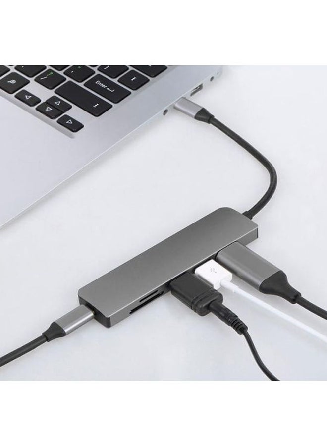docooler 6-In-1 Type-C To USB 3.0 Charging Hub Grey - Image 4