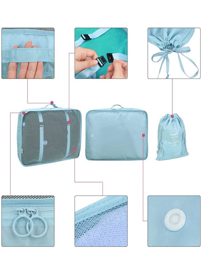7-Piece Waterproof Luggage Set Blue
