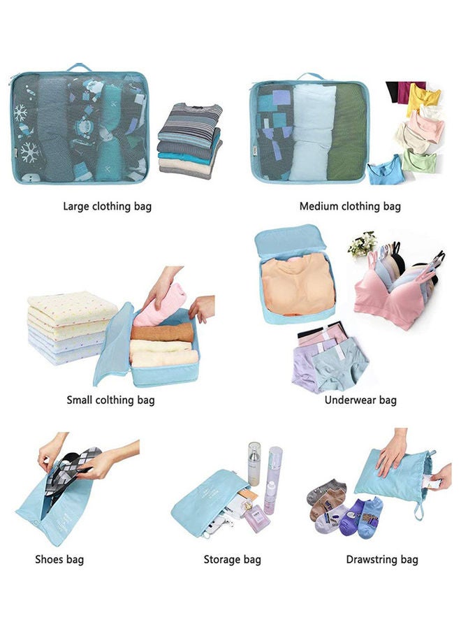 7-Piece Waterproof Luggage Set Blue