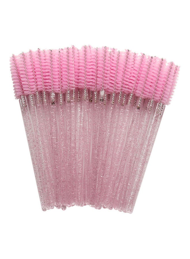 طقم فرش ماسكارا للرموش للاستخدام لمرة واحدة مكون من 50 قطعة وردي