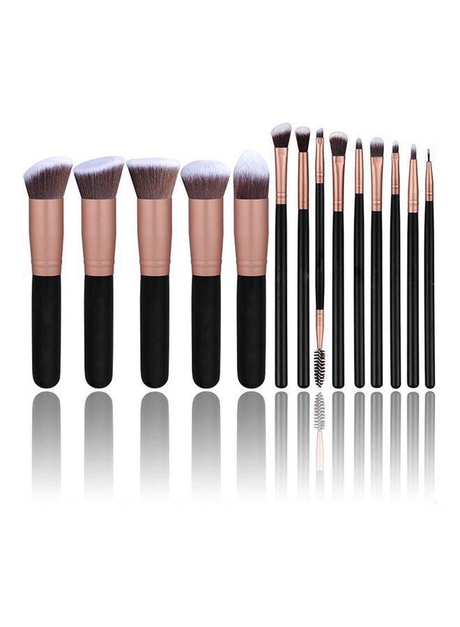 14-Piece Makeup Brush Set Rose Gold/Black/Brown