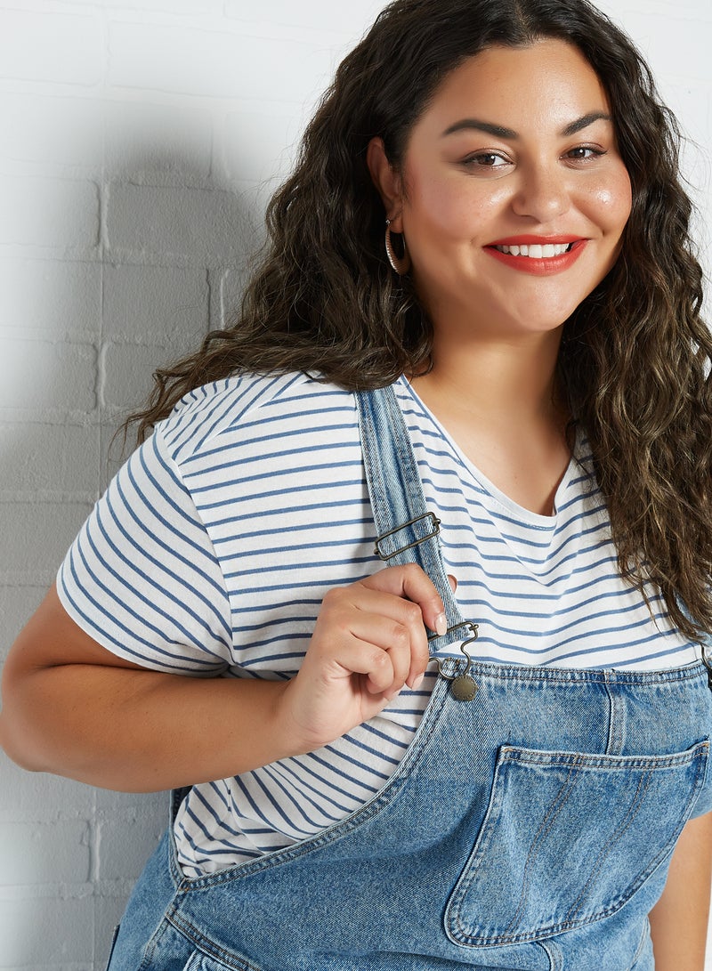 Violeta By Mango - Plus Size Pinafore Dress Mid Denim - Image 1