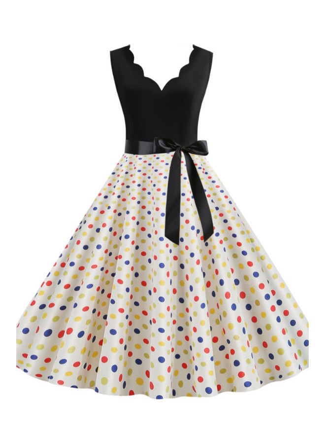 OUTAD Polka Dot Elegant Dress Multicolour  - Image 3