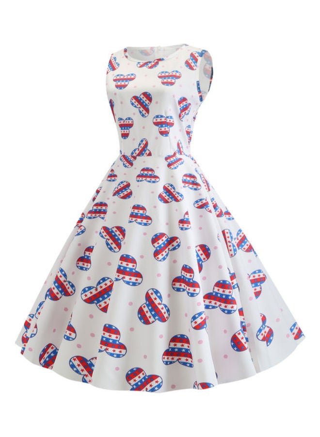 أوتاد فستان متوسط الطول كاجوال مزين بنقشات - Image 3