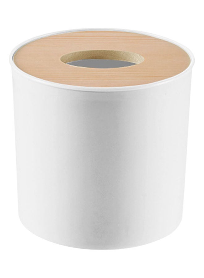 Bathroom Wood Toilet Tissue Box White/Brown 13x13cm