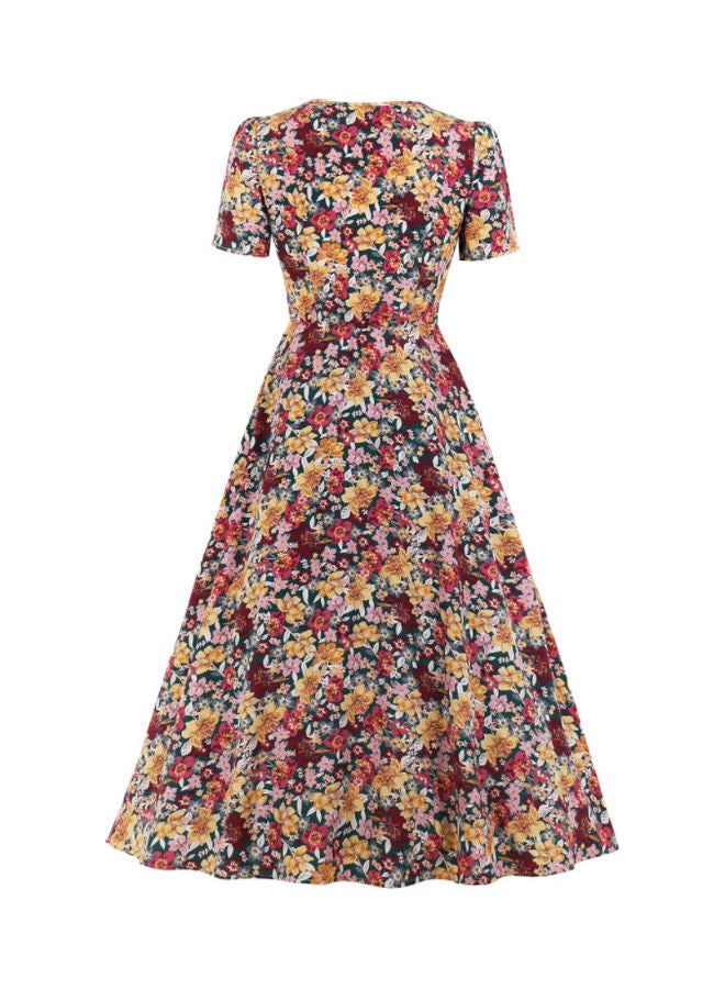 OUTAD Floral Print Midi Dress Multicolour - Image 2