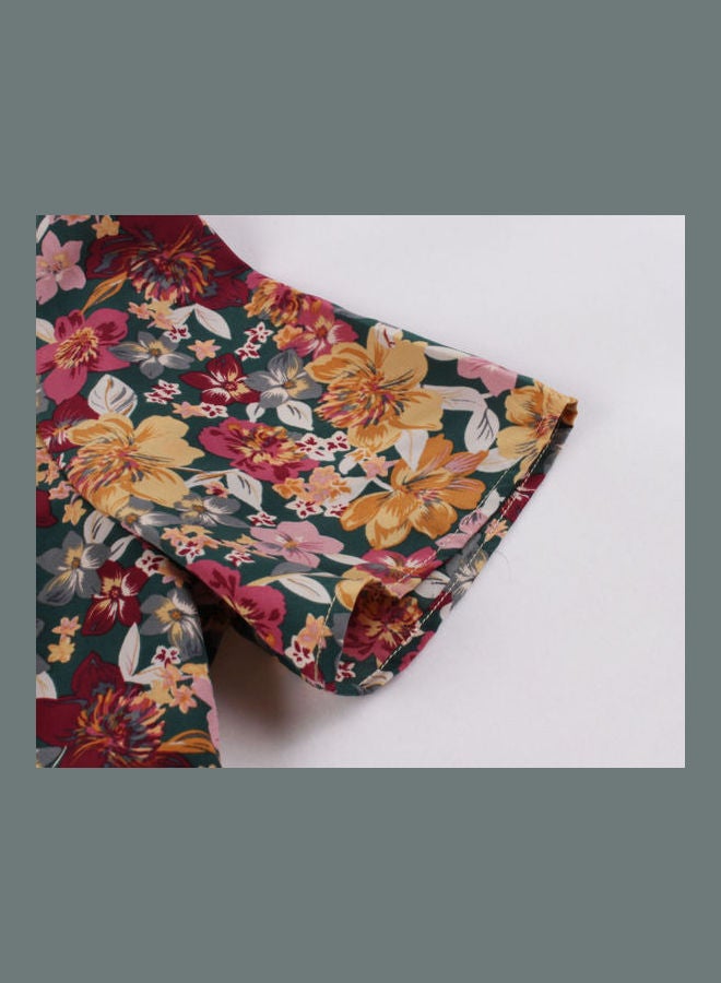 OUTAD Floral Print Midi Dress Multicolour - Image 4