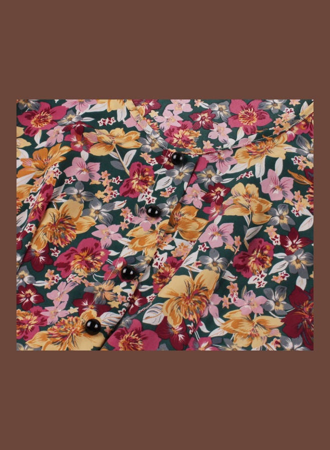 OUTAD Floral Print Midi Dress Multicolour - Image 5