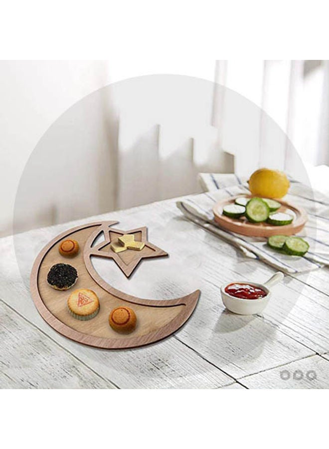 صينية تقديم خشبية بتصميم عيد مبارك بسيط للحفلات بني 35x33.3سم - Image 1