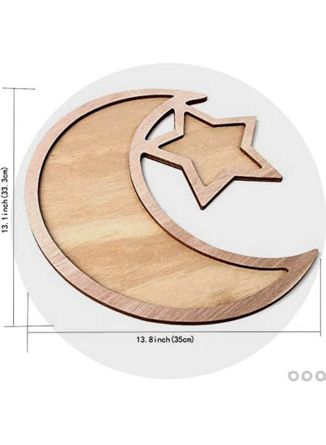 صينية تقديم خشبية بتصميم عيد مبارك بسيط للحفلات بني 35x33.3سم - Image 3