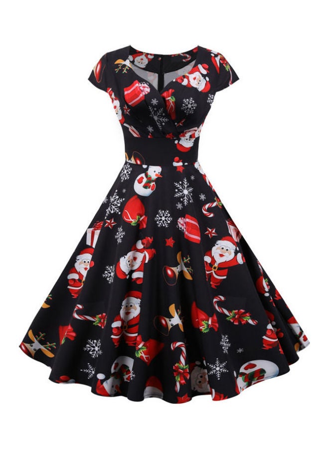 OUTAD - Casual Printed Midi Dress Multicolour - Image 1