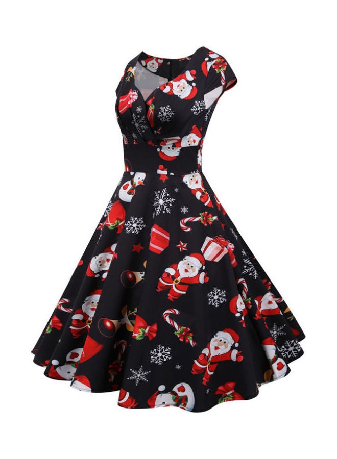 OUTAD - Casual Printed Midi Dress Multicolour - Image 1