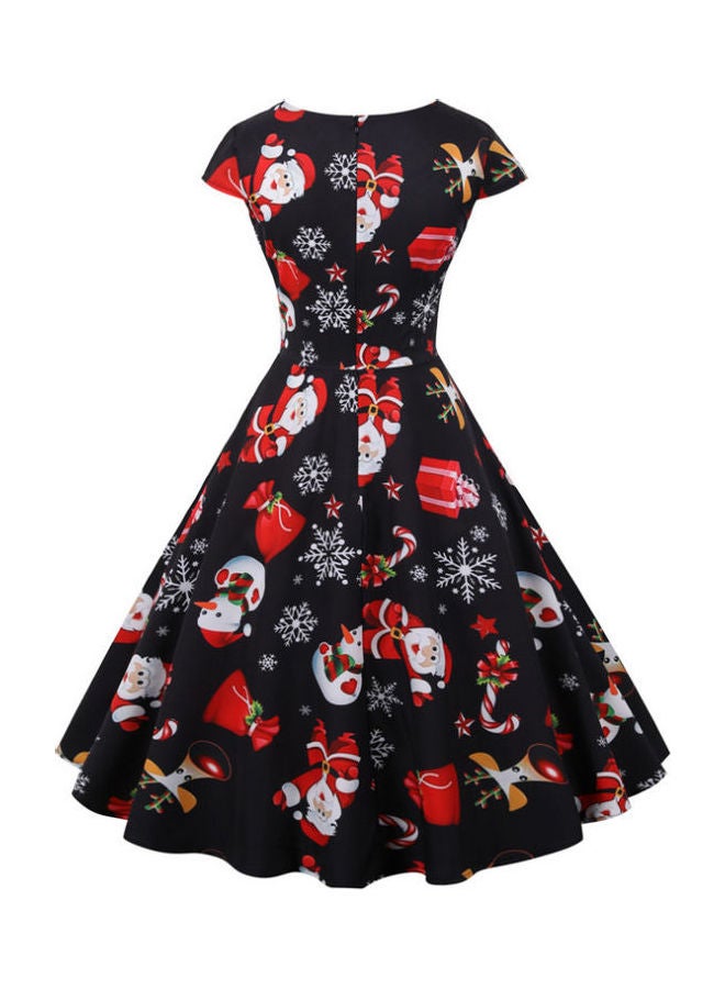 OUTAD - Casual Printed Midi Dress Multicolour - Image 1
