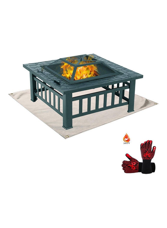 Generic Fireproof Ember Grill Mat Suitable For Ground Terrace With Pair BBQ Gloves Khaki 100x100x0.4cm  - Image 1