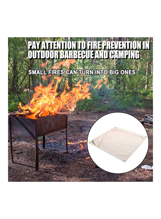 Generic Fireproof Ember Grill Mat Suitable For Ground Terrace With Pair BBQ Gloves Khaki 100x100x0.4cm  - Image 5