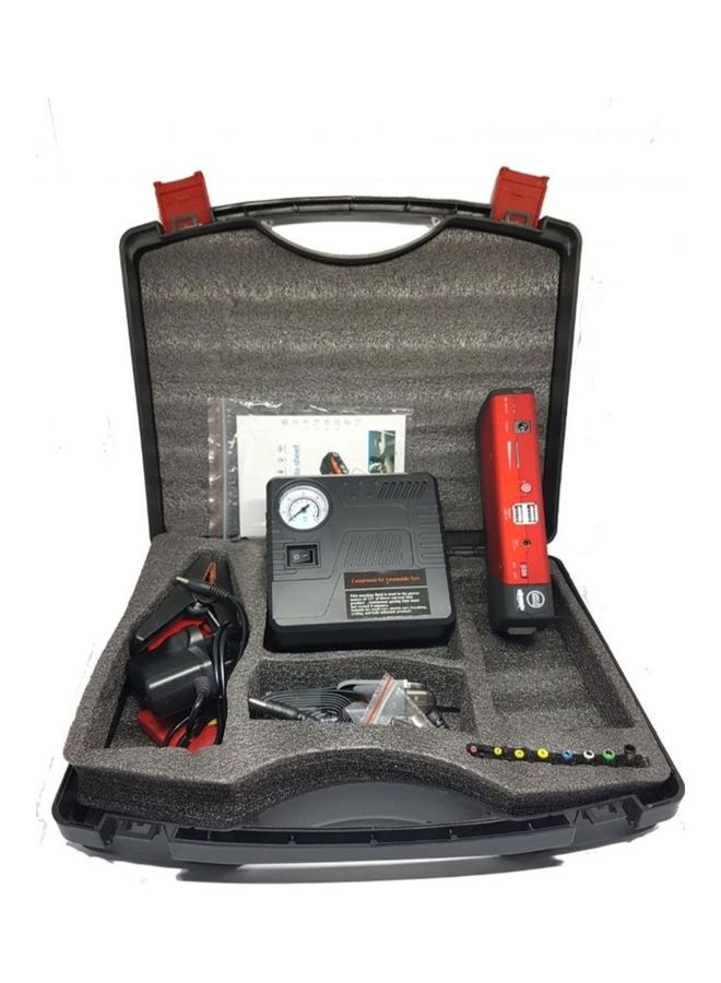Generic Jump Starter Power Bank Set With Compressor For Car 