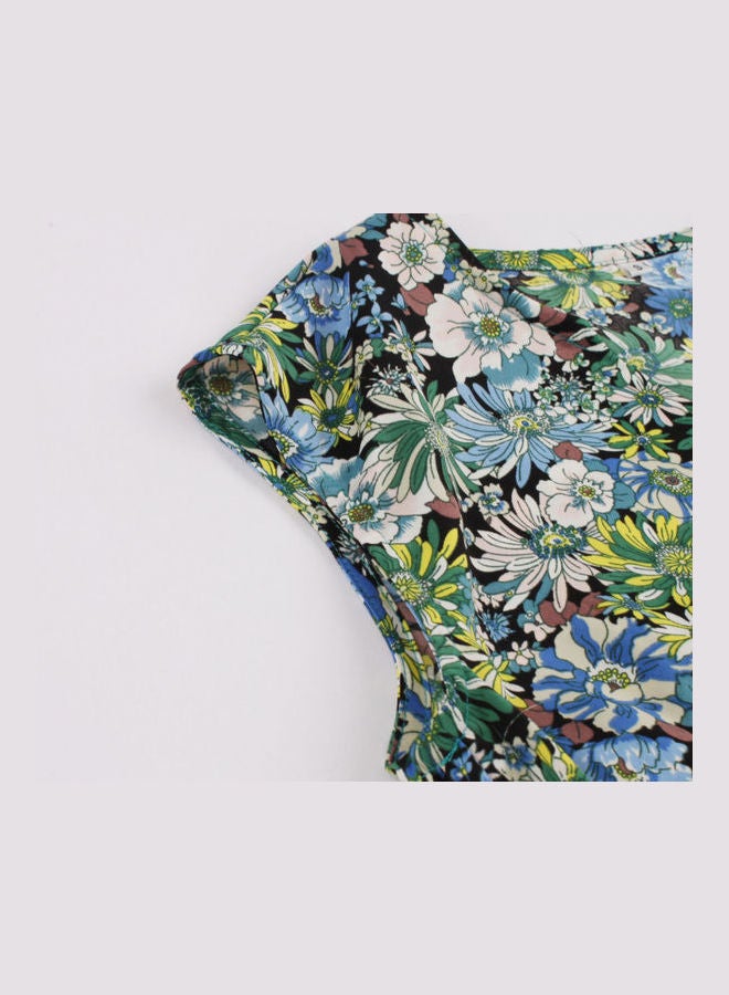 OUTAD - Casual Printed Midi Dress Multicolour - Image 1