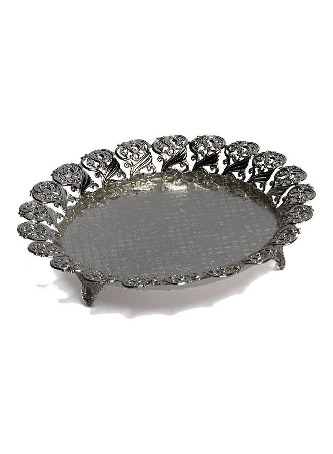 Squalo Elegant Round Decorative Service Plate Silver/Grey 24.5x24.5x3cm - Image 1