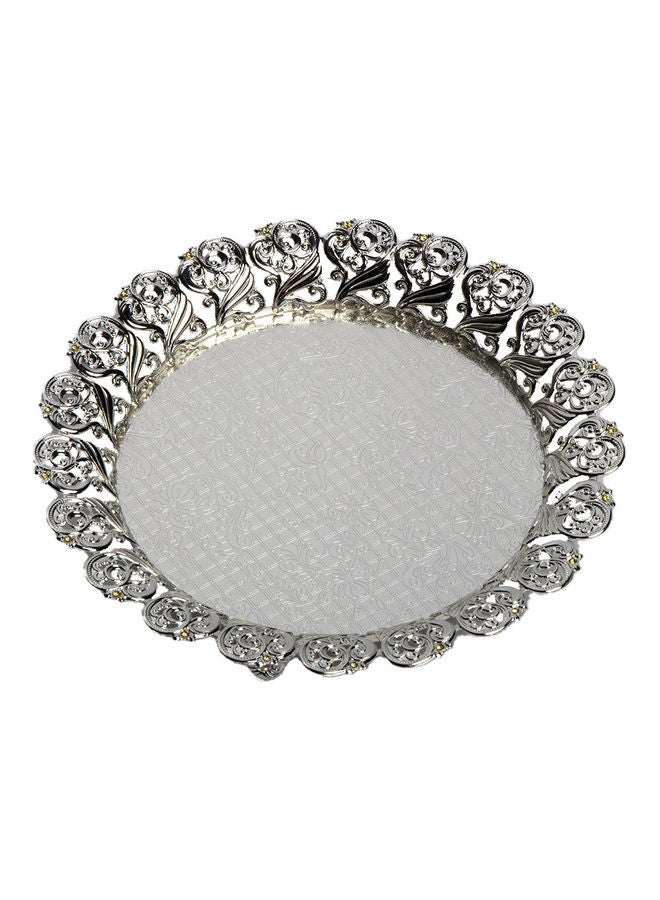 Squalo Elegant Round Decorative Service Plate Silver/Grey 24.5x24.5x3cm - Image 2
