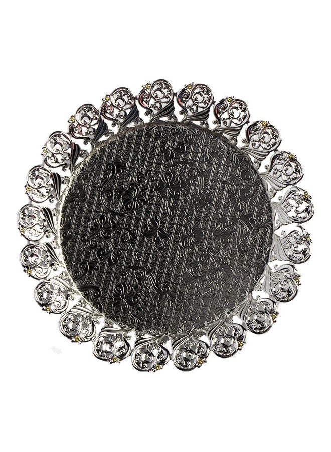 Squalo Elegant Round Decorative Service Plate Silver/Grey 24.5x24.5x3cm - Image 3