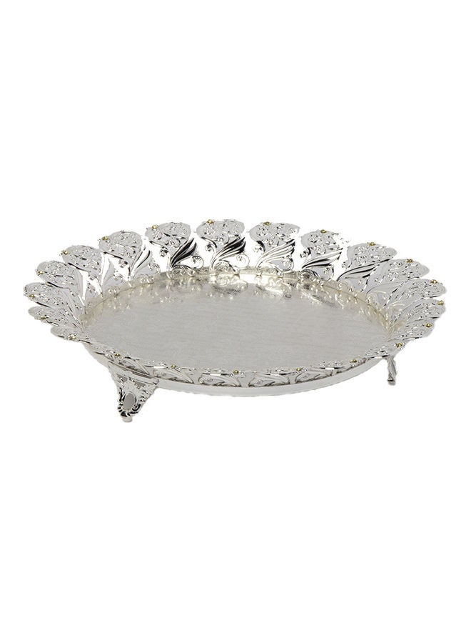 Squalo Elegant Round Decorative Service Plate Silver/Grey 24.5x24.5x3cm - Image 4