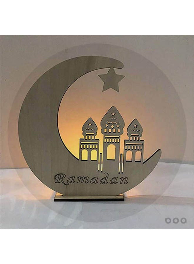 شمعة LED على شكل هلال خشبي مجوف لرمضان - Image 1