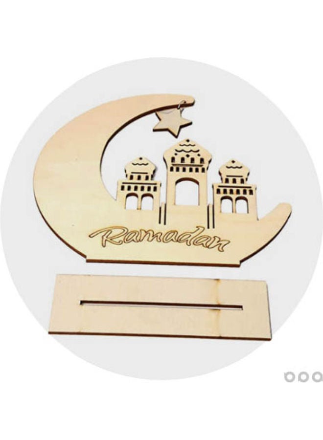 شمعة LED على شكل هلال خشبي مجوف لرمضان - Image 3
