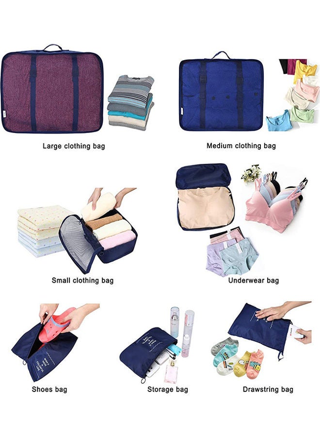 Generic - 7-Piece Waterproof Luggage Set Blue - Image 1
