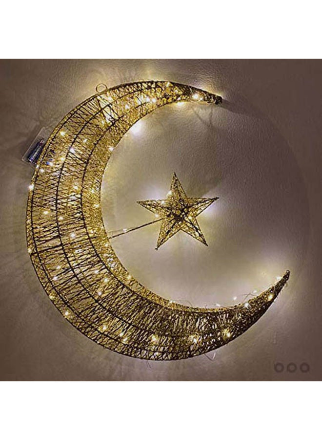 Ramadan Lantern With LED Light And Three AAA Batteries Warm Yellow 50cm - Image 1