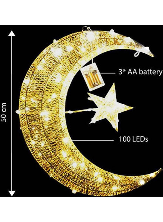 Ramadan Lantern With LED Light And Three AAA Batteries Warm Yellow 50cm - Image 4
