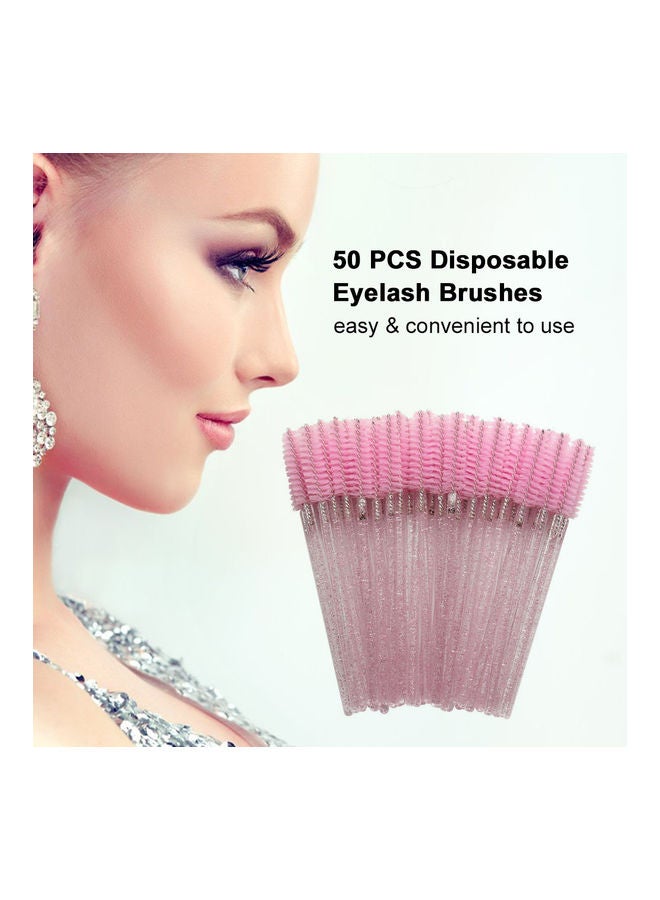 50-Piece Disposable Eyelash Brush Makeup Kit Rose red - Image 2