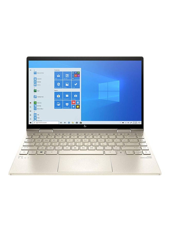 إتش بي - لابتوب إنفي x360 2 في 1 بشاشة مقاس 13.3 بوصة ومعالج إنتل كور i7 1165G7 بذاكرة رام DDR4 سعة 8 جيجابايت وذاكرة داخلية 512 جيجابايت ومحرك أقراص SSD وبطاقة رسومات مدمجة الإنجليزية/العربية ذهبي شاحب - Image 1