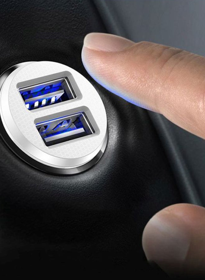 Baseus Dual USB Grain Car Charger White - Image 5