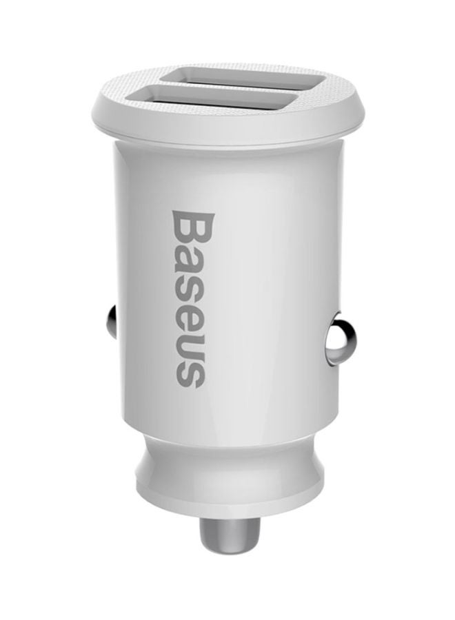 Baseus Dual USB Grain Car Charger White - Image 1
