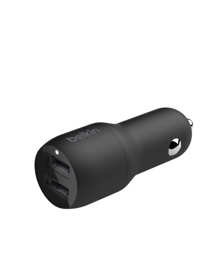Boost Dual USB-A Car Charger With Lightning To USB-A Charging Cable Set