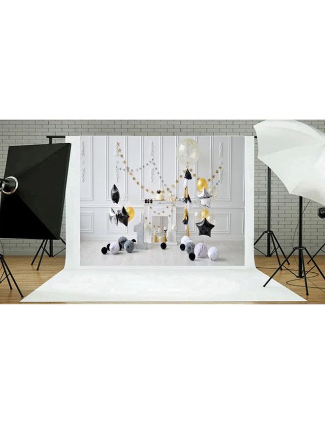 ANDOER First Birthday Backdrop Photography Background White/Black/Gold  - Image 3