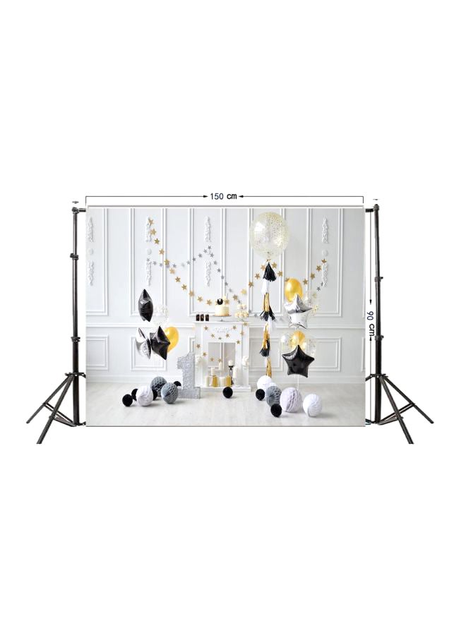 ANDOER First Birthday Backdrop Photography Background White/Black/Gold  - Image 2