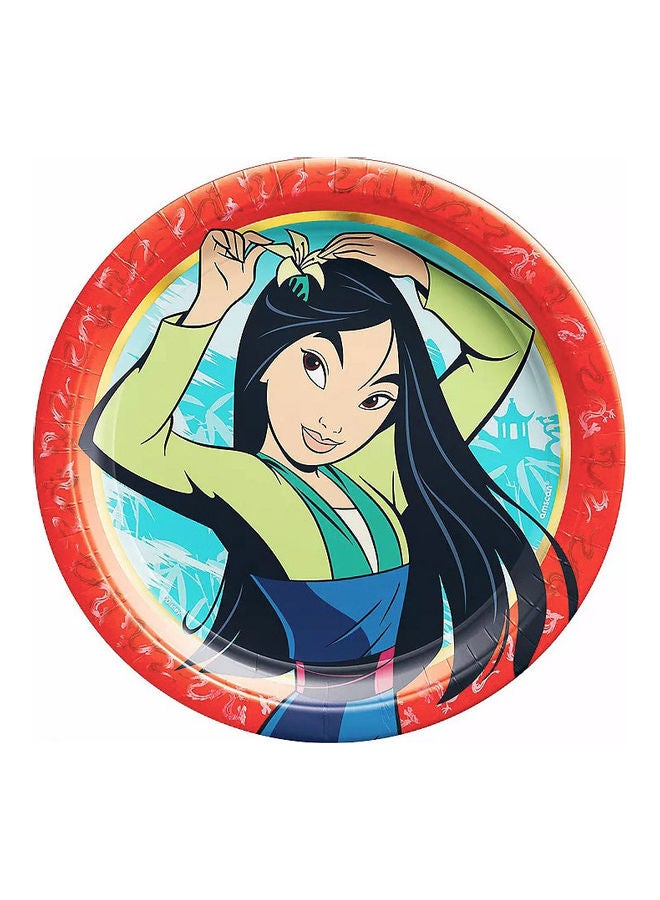 Amscan 8-Piece Disney Mulan Metallic Paper Plate Kids Birthday Party Tableware, Party Supplies