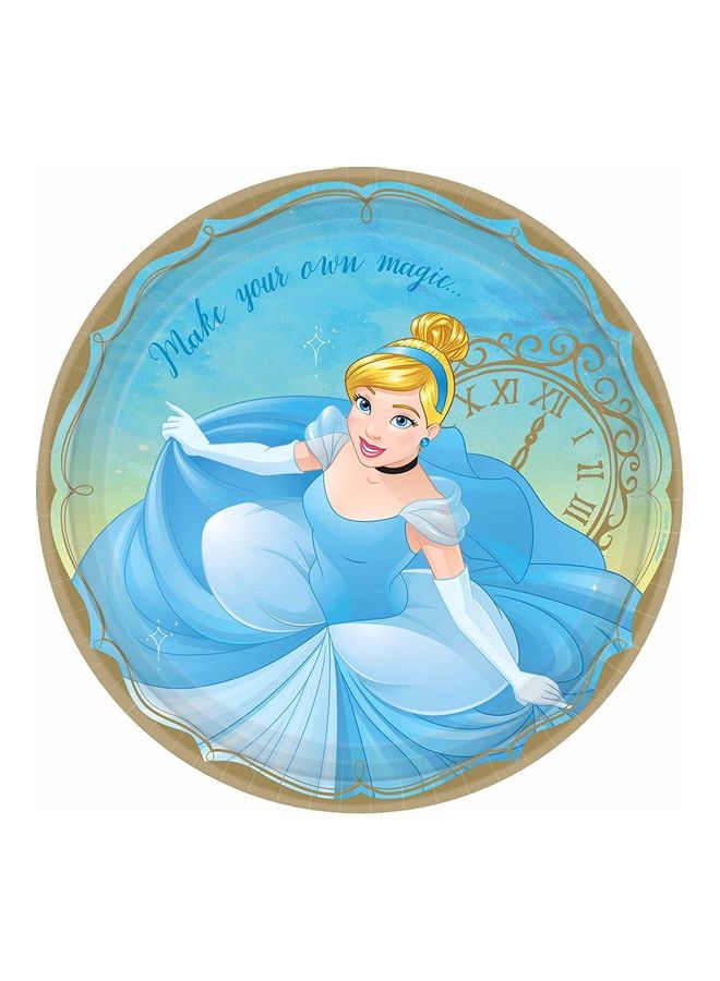 Amscan 8-Piece Once Upon A Time Cinderella Round Paper Plates 9in Kids Birthday Party Tableware, Party Supplies