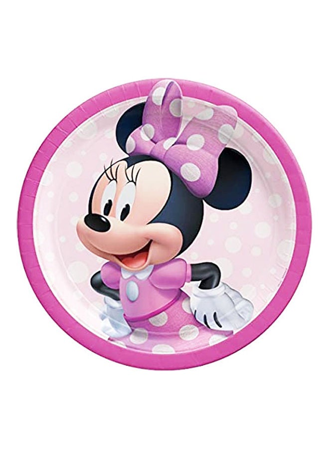 Amscan 8-Piece Minnie Mouse Forever Round Paper Plate Kids Birthday Party Tableware, Party Supplies