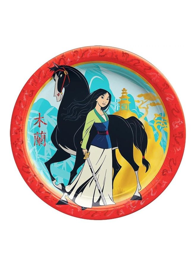 أمسكان مجموعة أطباق ميتاليك من الورق بتصميم من فيلم "Mulan" من ديزني مكونة من 8 قطع