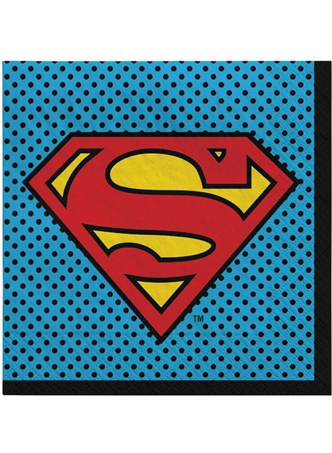 أمسكان مناديل غداء سوبرمان من Heroes Unite، 16 قطعة، أدوات مائدة، لوازم حفلات