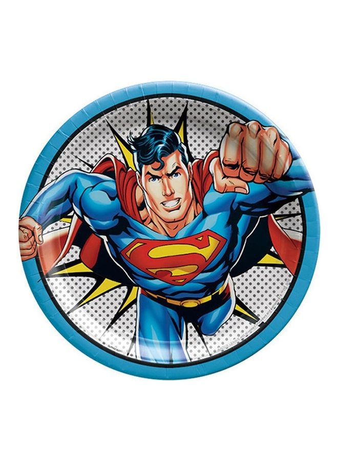 أمسكان 8 أطباق ورقية مستديرة بطبعة سوبرمان في سلسلة "Heroes Unite"
