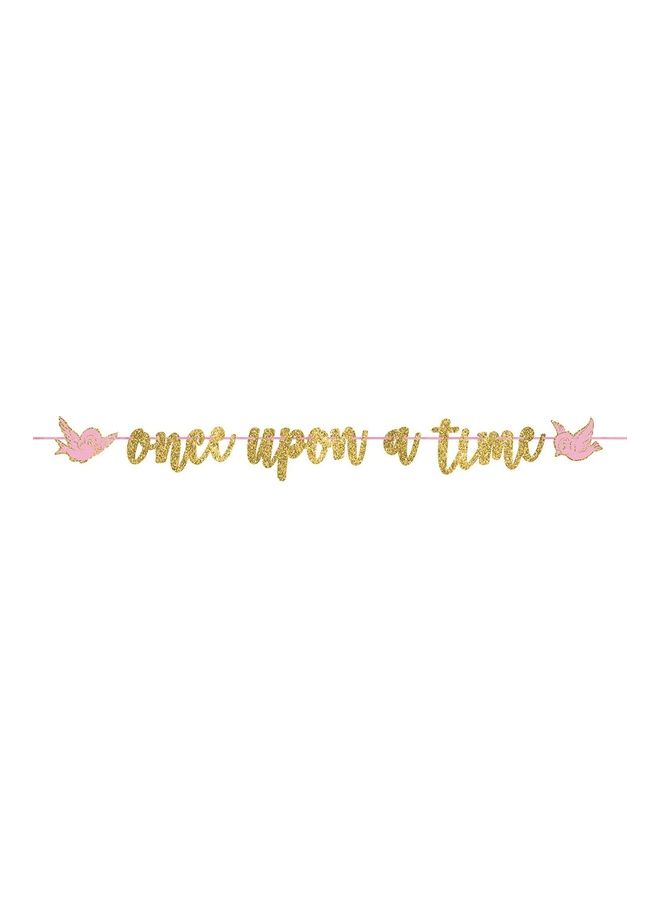 Amscan Once Upon A Time Ribbon Banner with Glitter Paper Letters Birthday Decoration and Party Supplies