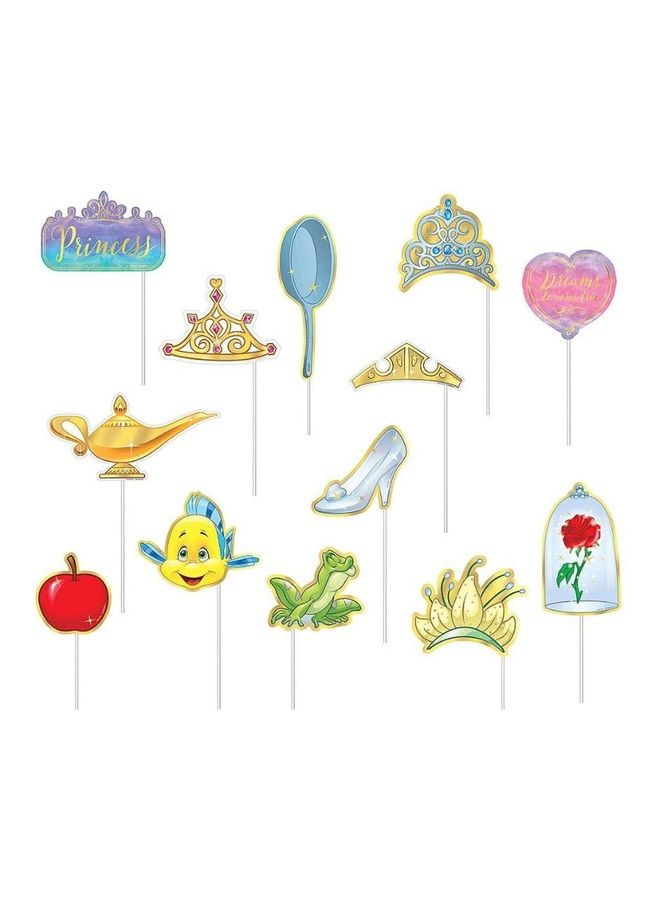 أمسكان مجموعة ملحقات التقاط الصور من الورق بأشكال تمثل فيلم أميرات ديزني "Once Upon A Time" مكونة من 13 قطعة